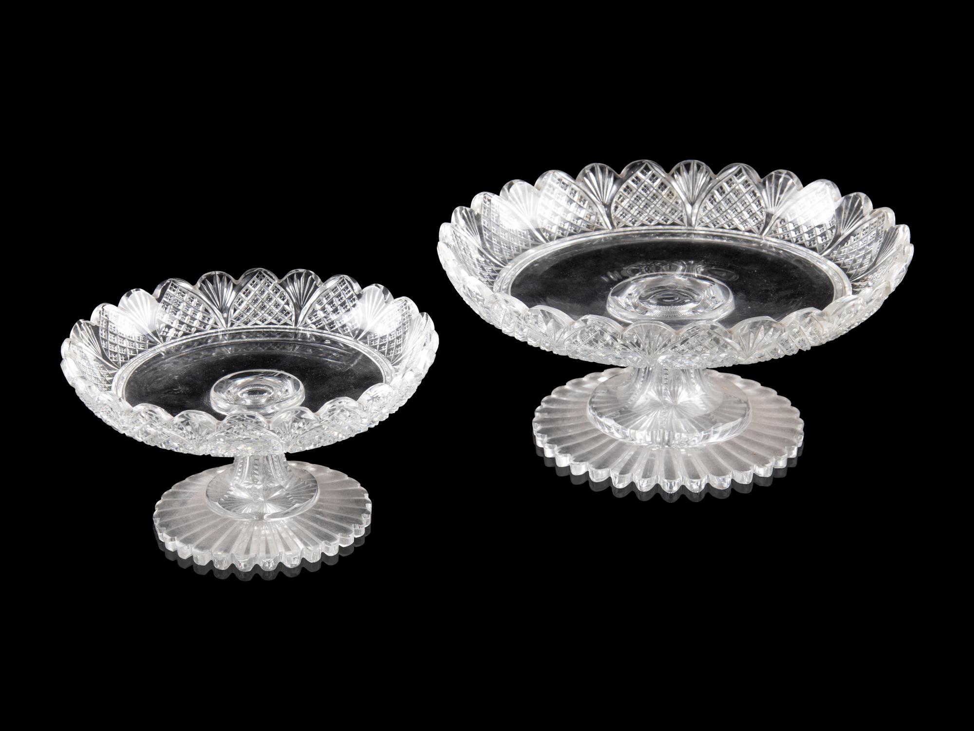 Eight Cut-Glass Cake Stands