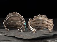 Navajo Silver and Turquoise Cluster Cuff Bracelet