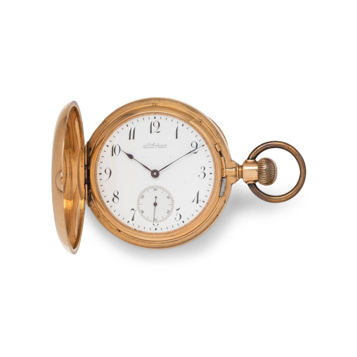 LOUIS AUDEMARS, 18K YELLOW GOLD HUNTER CASE POCKET WATCH