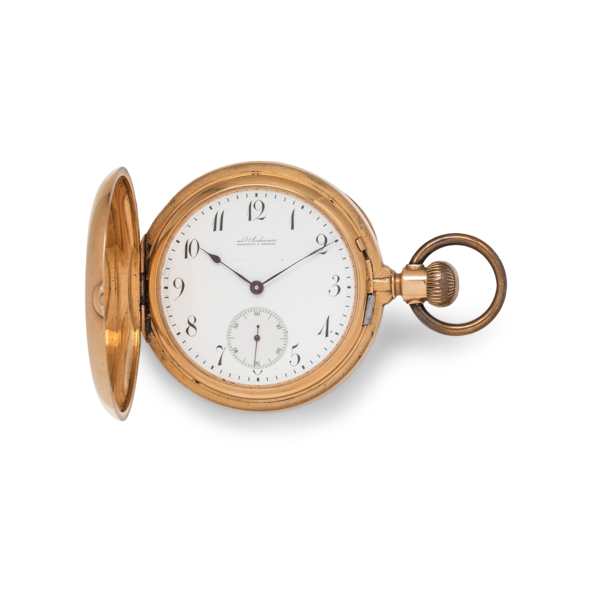 LOUIS AUDEMARS, 18K YELLOW GOLD HUNTER CASE POCKET WATCH