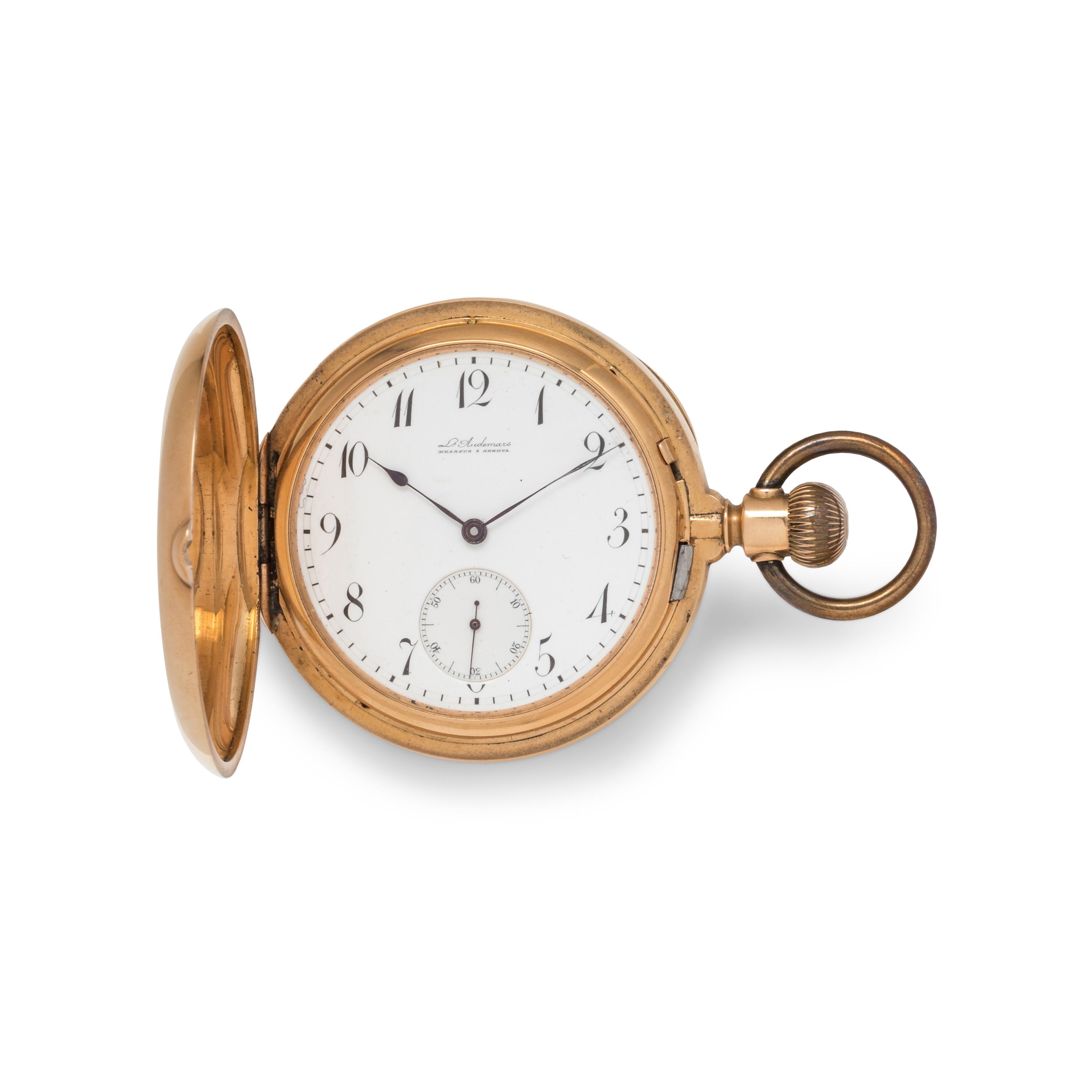 LOUIS AUDEMARS, 18K YELLOW GOLD HUNTER CASE POCKET WATCH