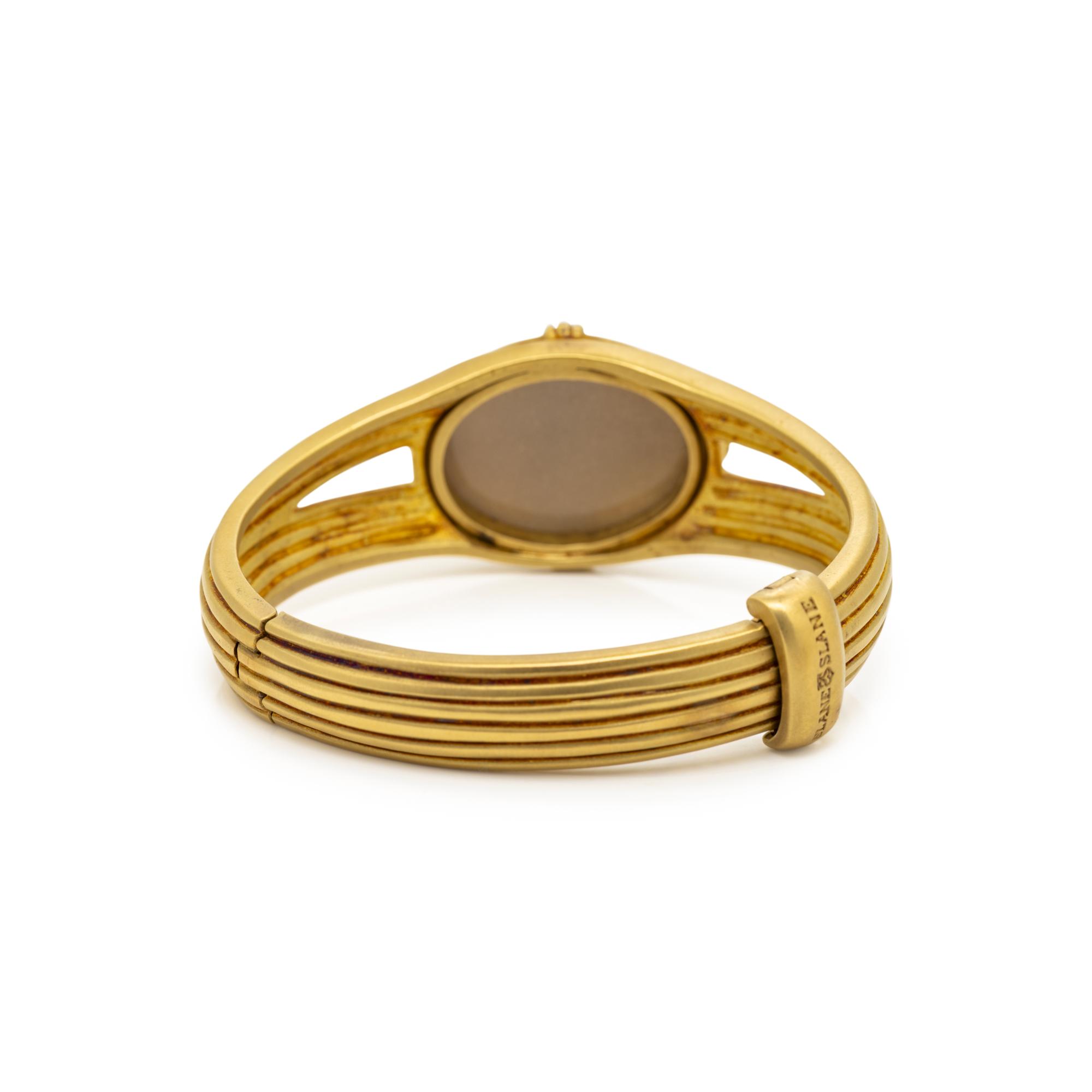 SLANE & SLANE, YELLOW GOLD AND SUNSTONE BANGLE BRACELET