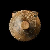 A Maya Incised Lidded Tripod Vessel