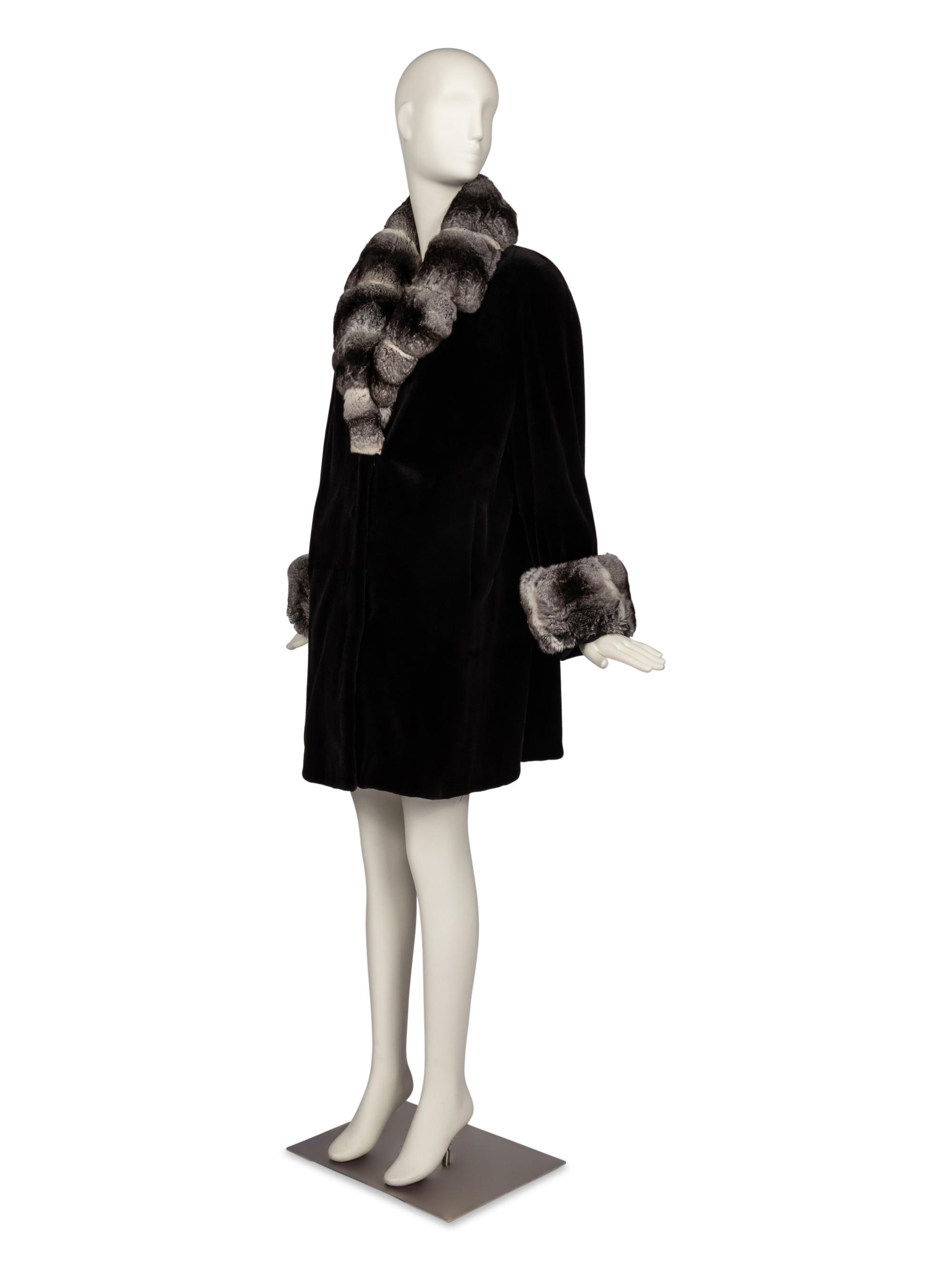 Sheared Mink Jacket with Chinchilla Trim and Fur Scarf