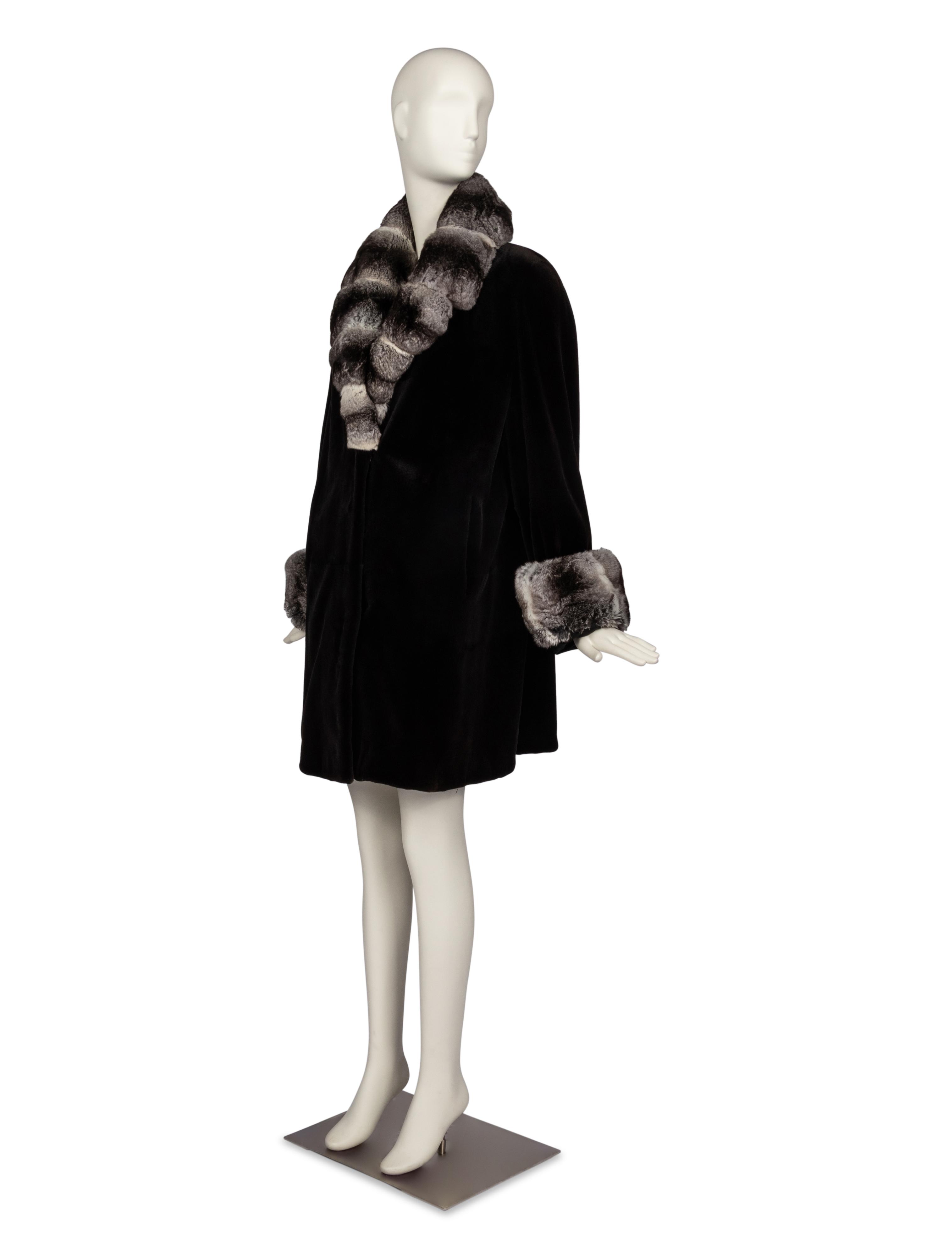 Sheared Mink Jacket with Chinchilla Trim and Fur Scarf