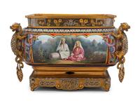 A French Silvered and Gilt Bronze Mounted Porcelain Jardinière