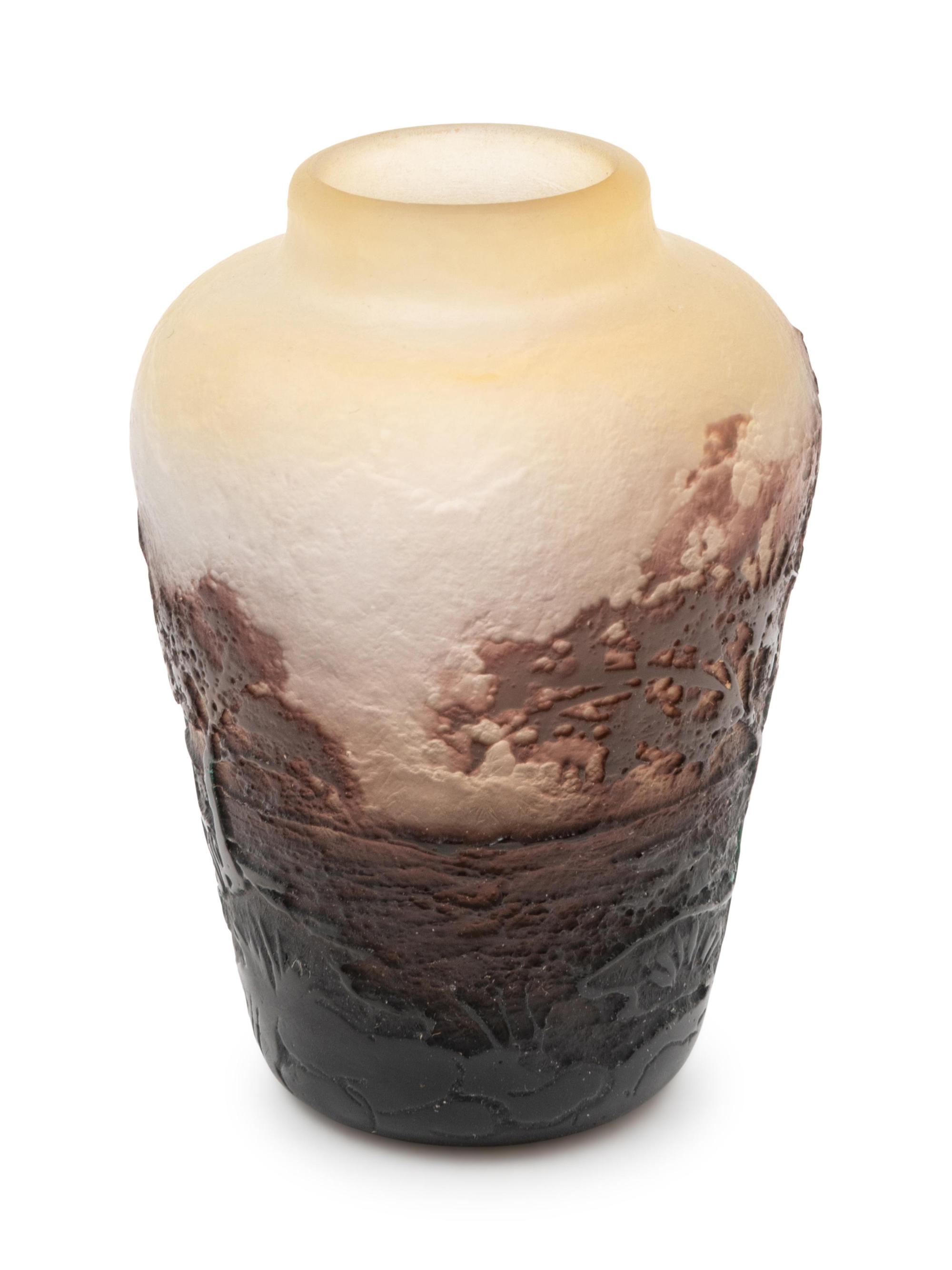 A Galle Purple Cameo Glass Bud Vase