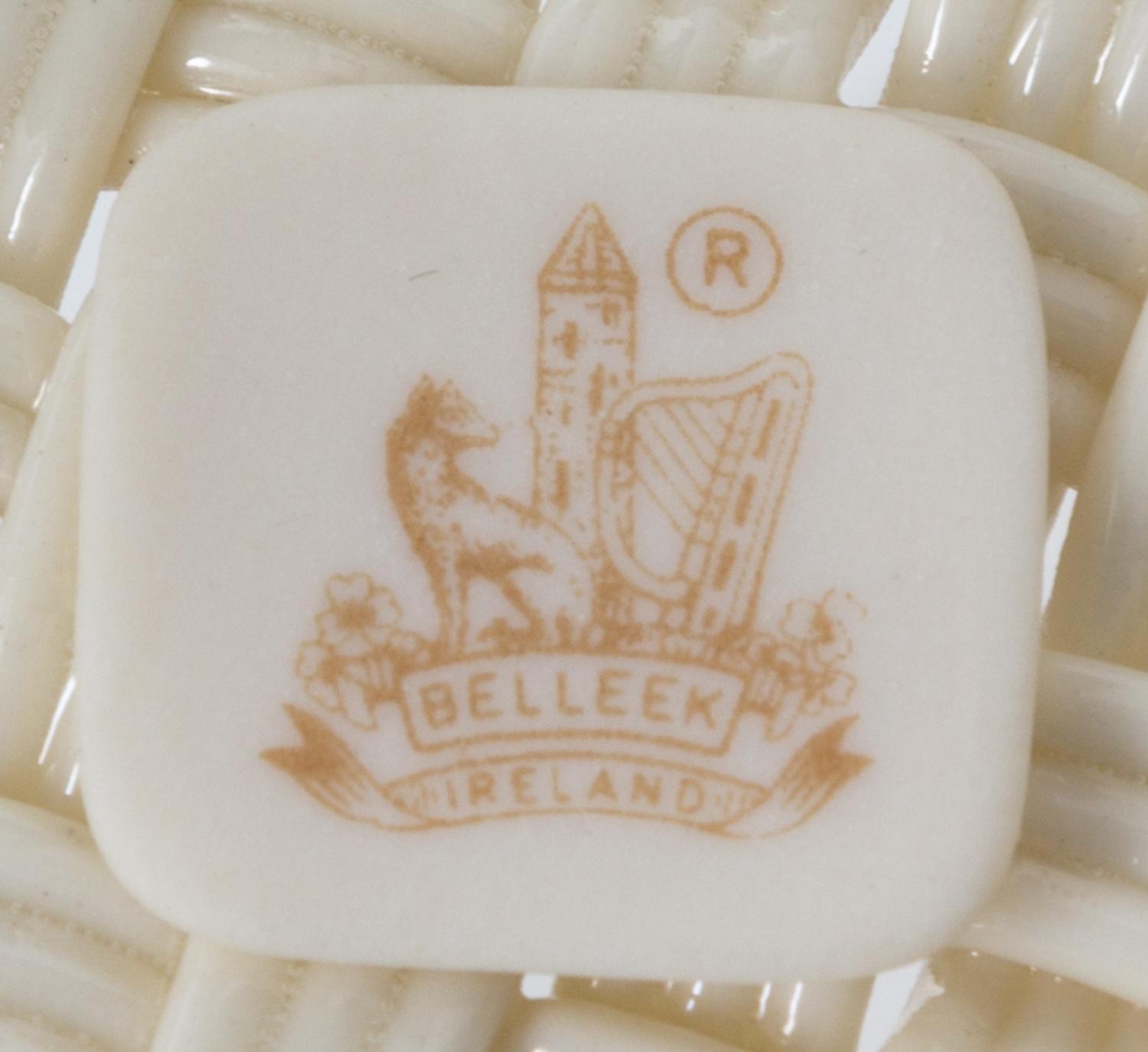 Three Belleek Baskets Width of widest 8 1/4 inches.