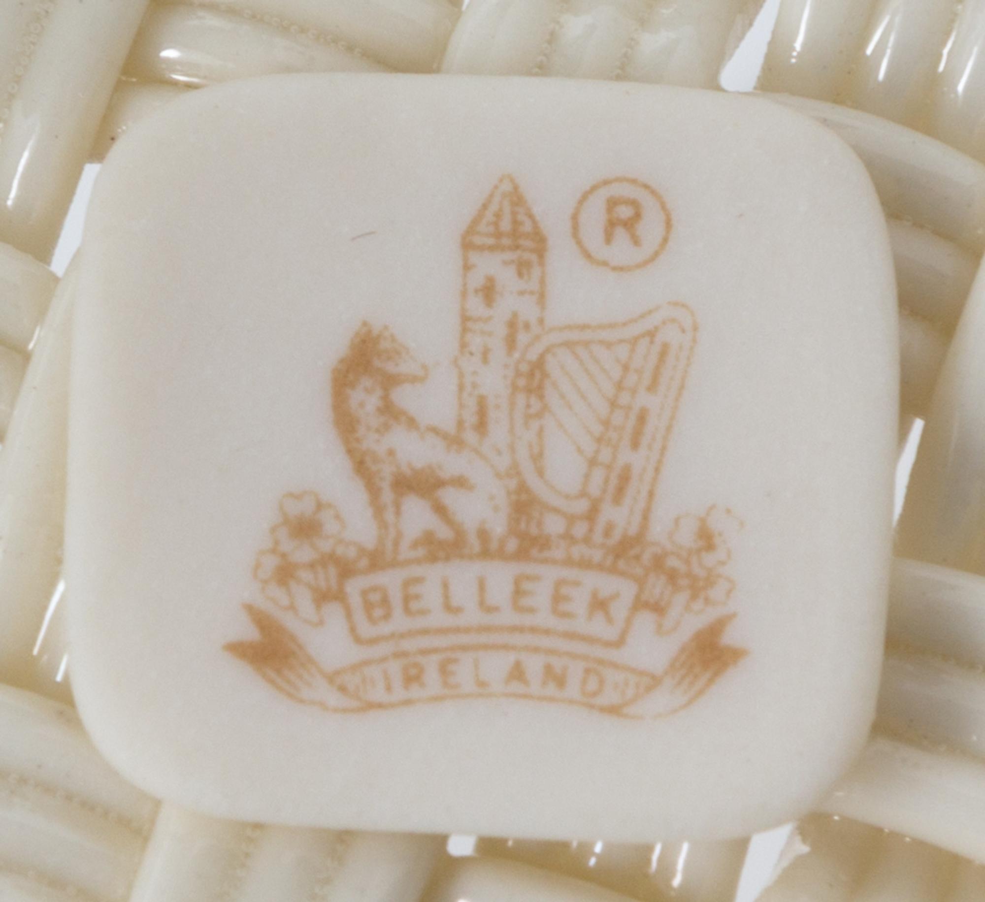 Three Belleek Baskets Width of widest 8 1/4 inches.