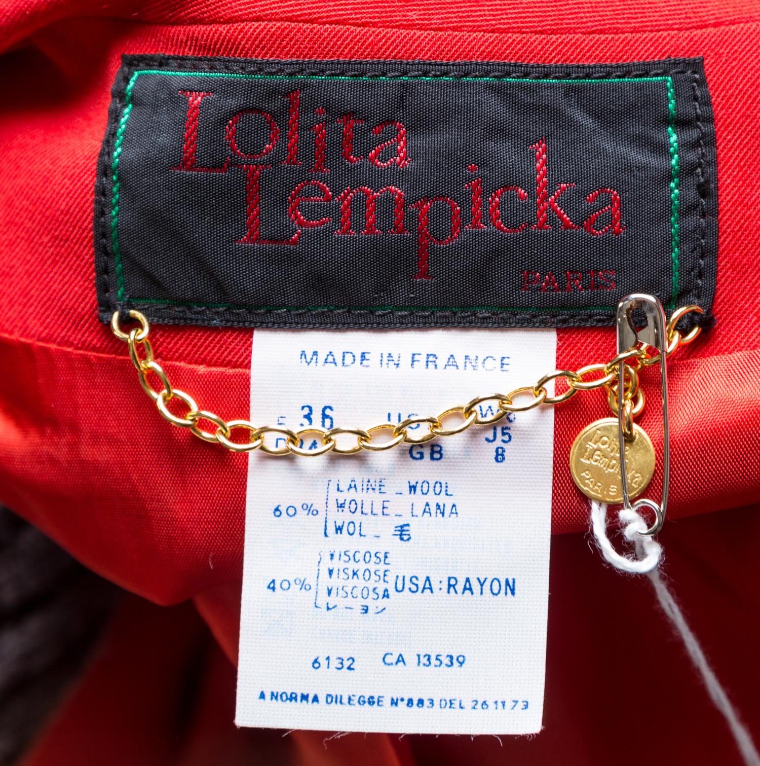 A Lolita Lempicka Red Jacket and Skirt Set, Size 8.