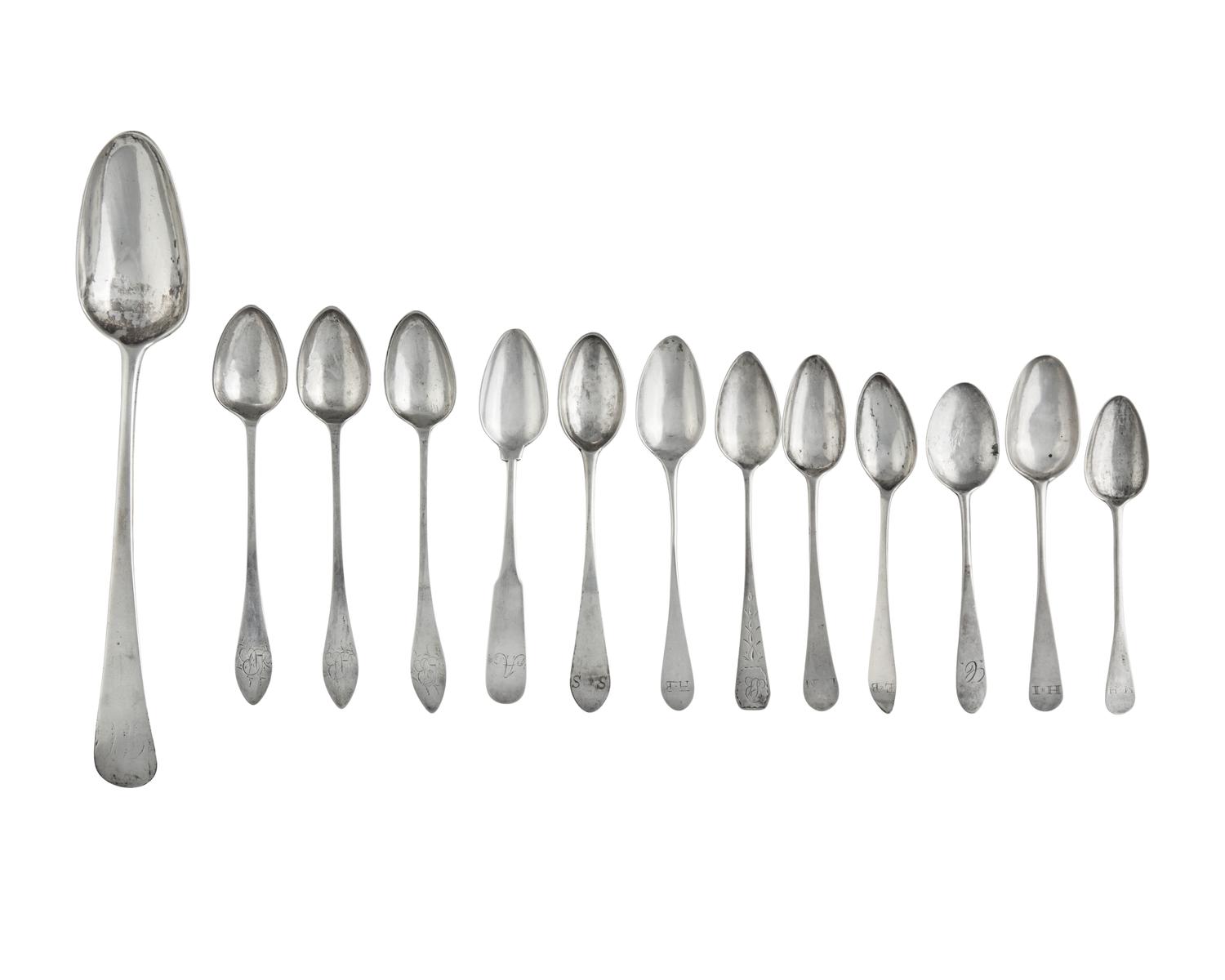 An Assorted Group of Twelve Silver Teaspoons