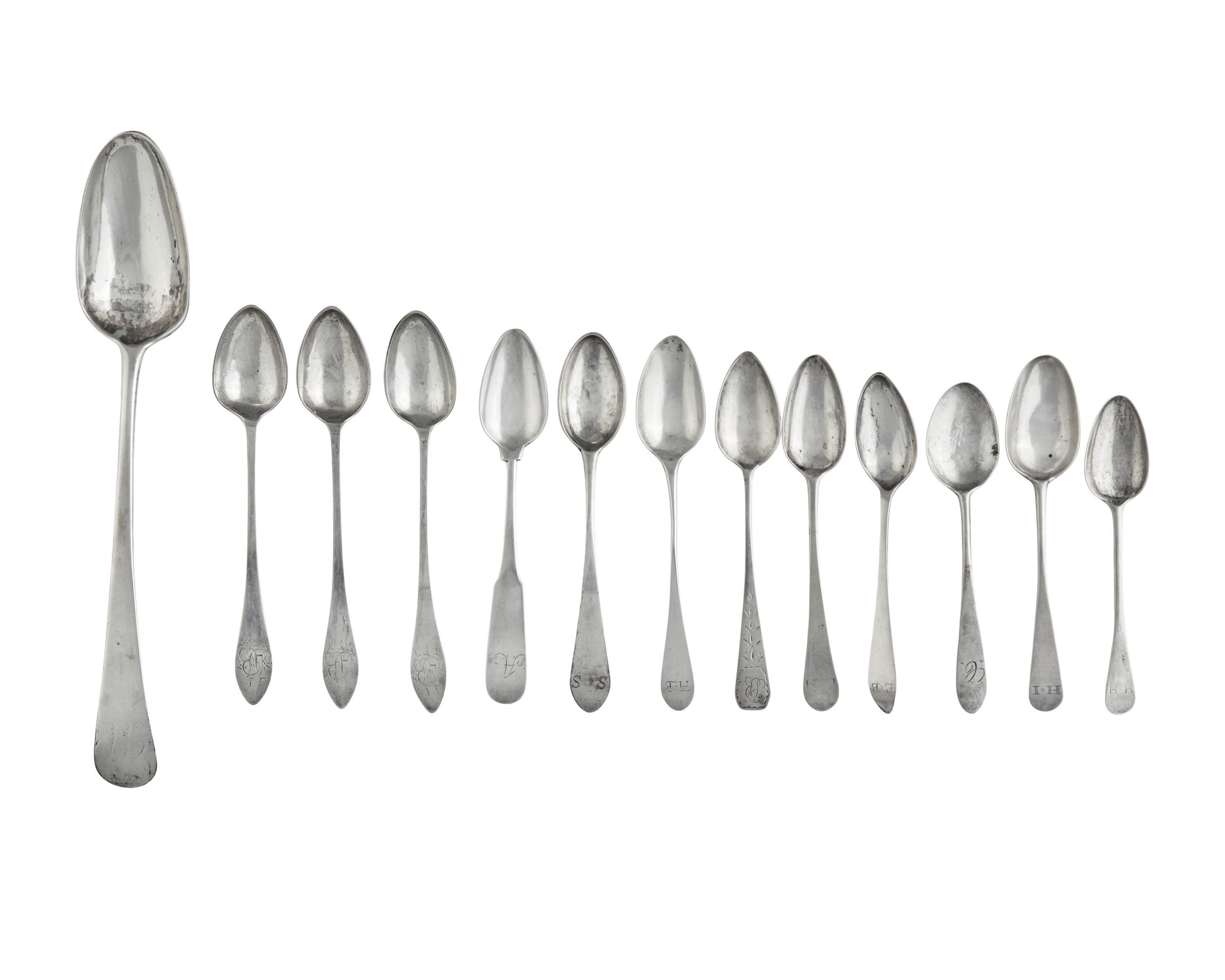 An Assorted Group of Twelve Silver Teaspoons