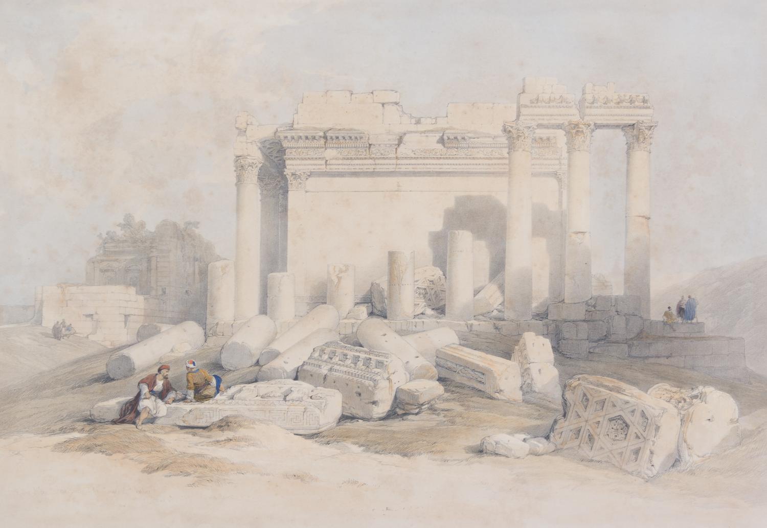David Roberts, (British, 1796-1864), Karnac, Temple of Aboo Simbel, Dendera, El Kasne and Temple of Baalbec (five works)