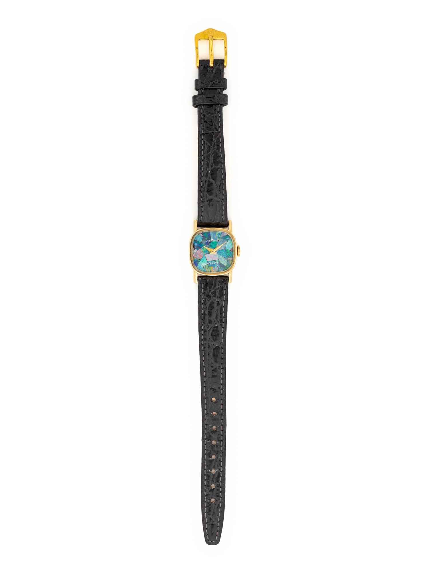 LONGINES, 14K YELLOW GOLD AND OPAL WATCH