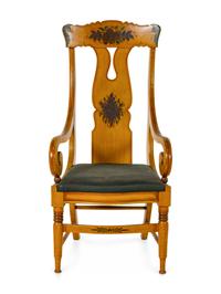 A Classical Stenciled and Yellow-Painted Armchair
