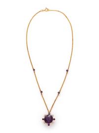 YELLOW GOLD, AMETHYST AND SEED PEARL NECKLACE