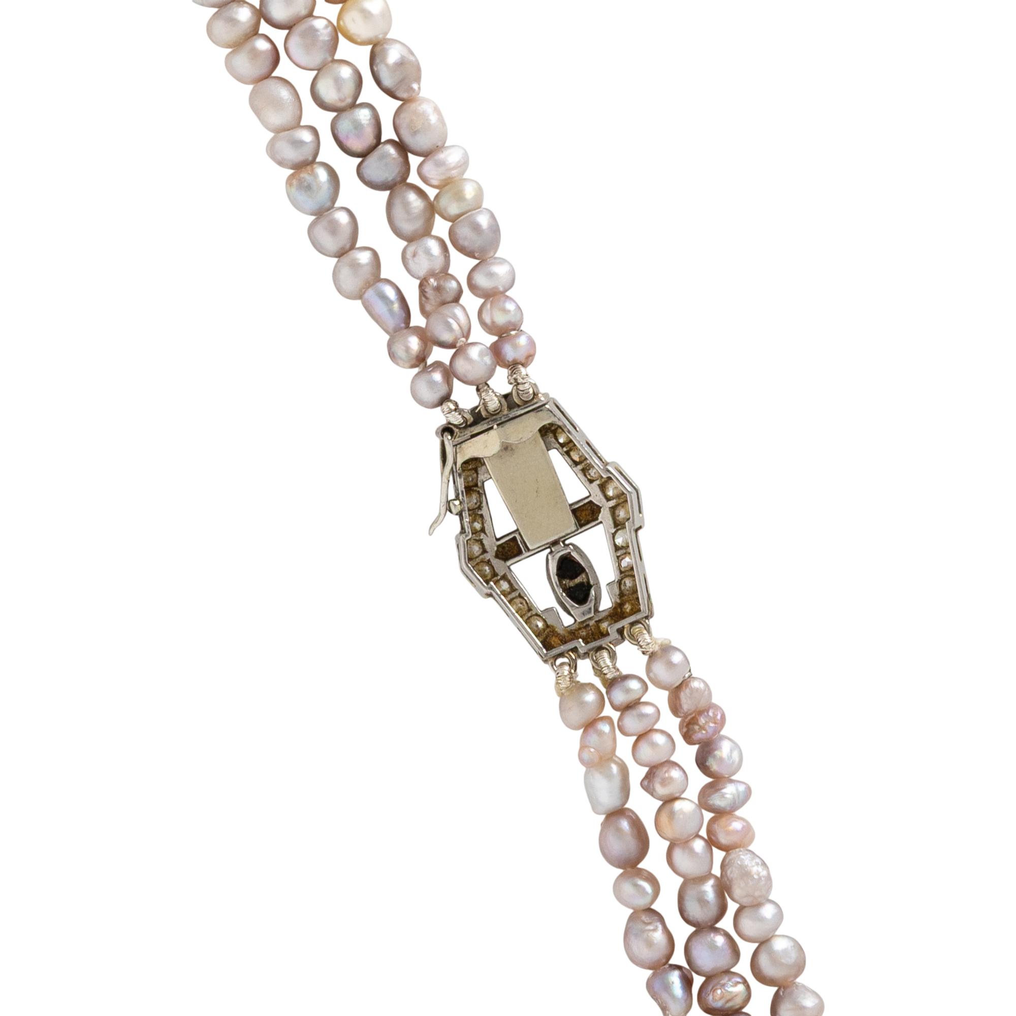 TRIPLE STRAND NATURAL PEARL NECKLACE