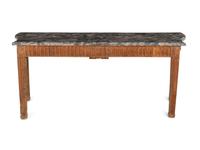 A Louis XVI Provincial Stained Fruitwood Marble-Top Console Table