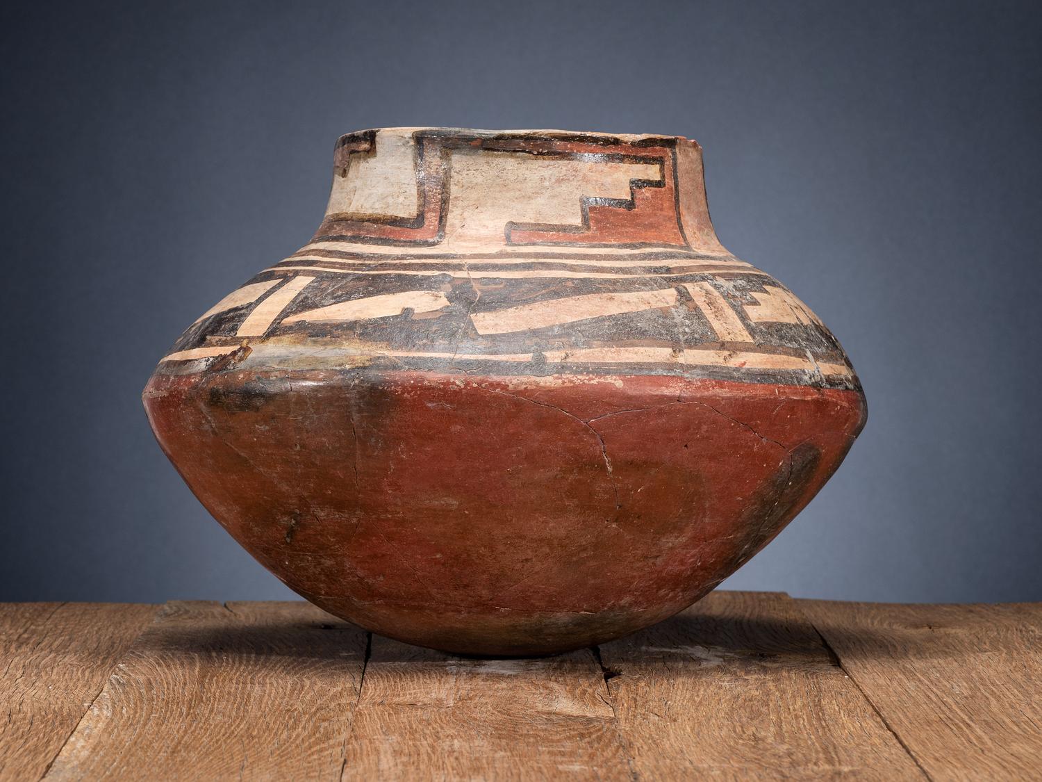 San Lazaro Pueblo Polychrome Pottery Olla