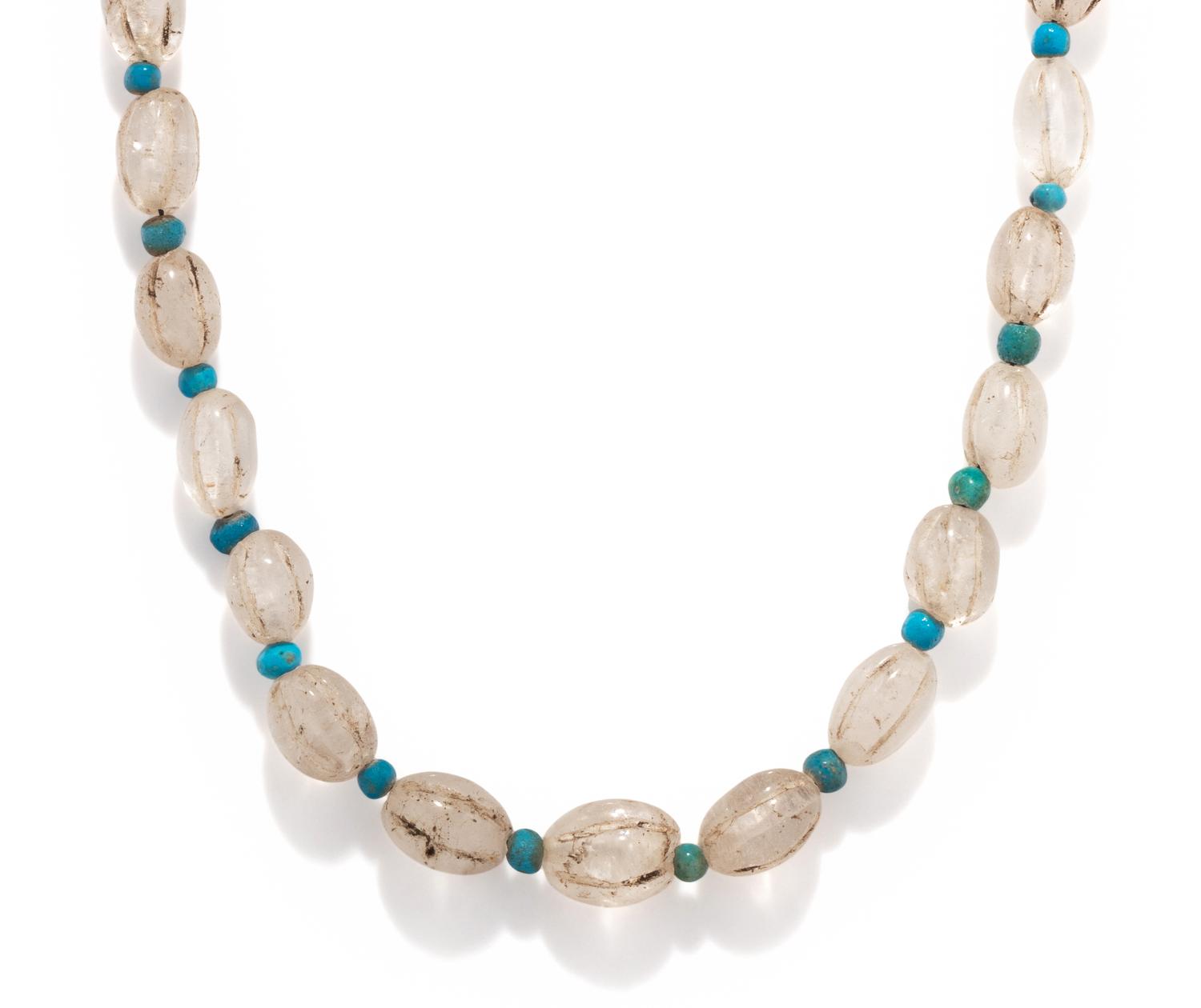 A Western Asiatic Rock Crystal and Faience Bead Necklace