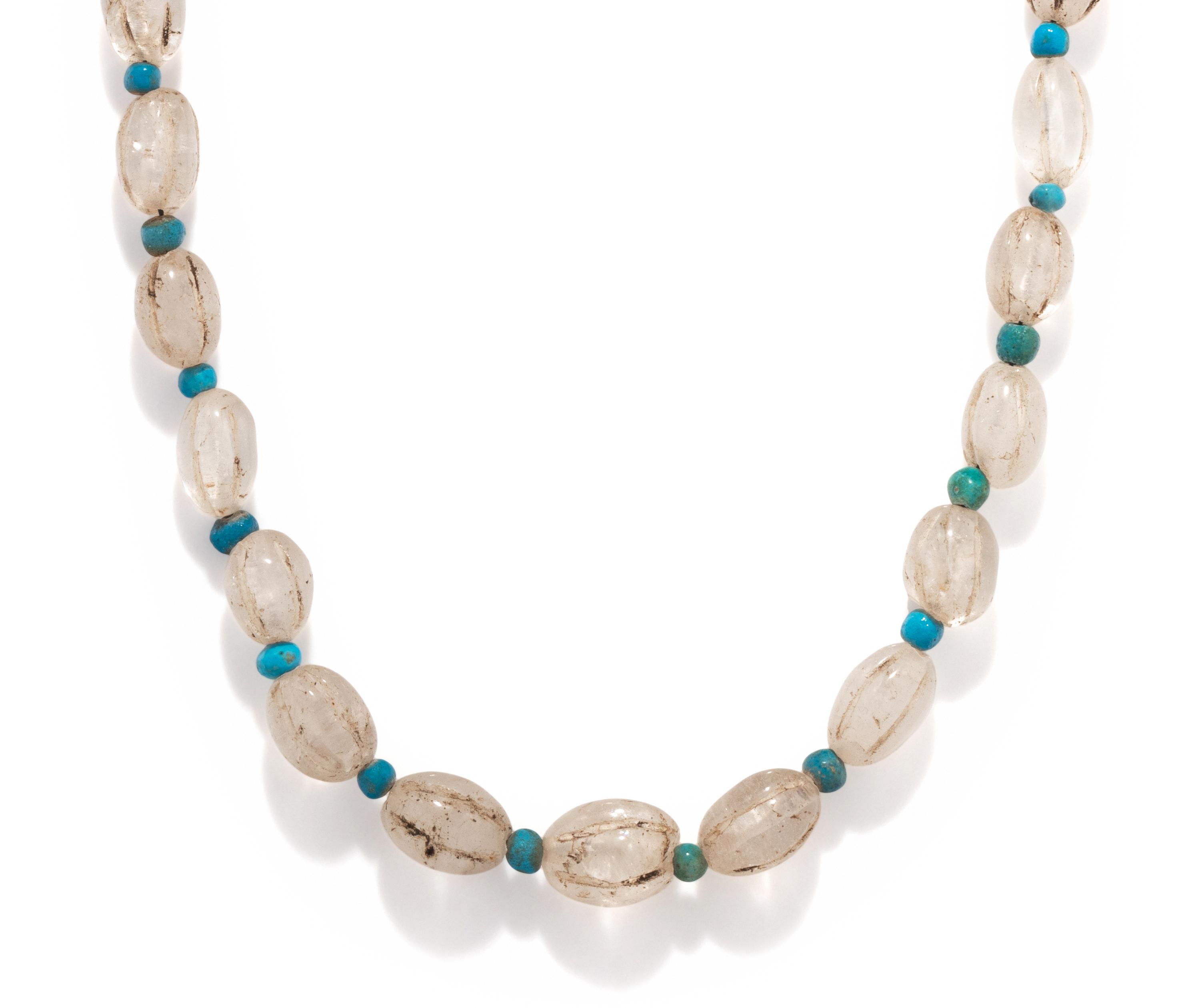 A Western Asiatic Rock Crystal and Faience Bead Necklace
