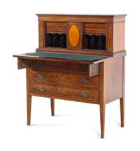 A Federal Mahogany, Walnut and Maple Tambour Desk