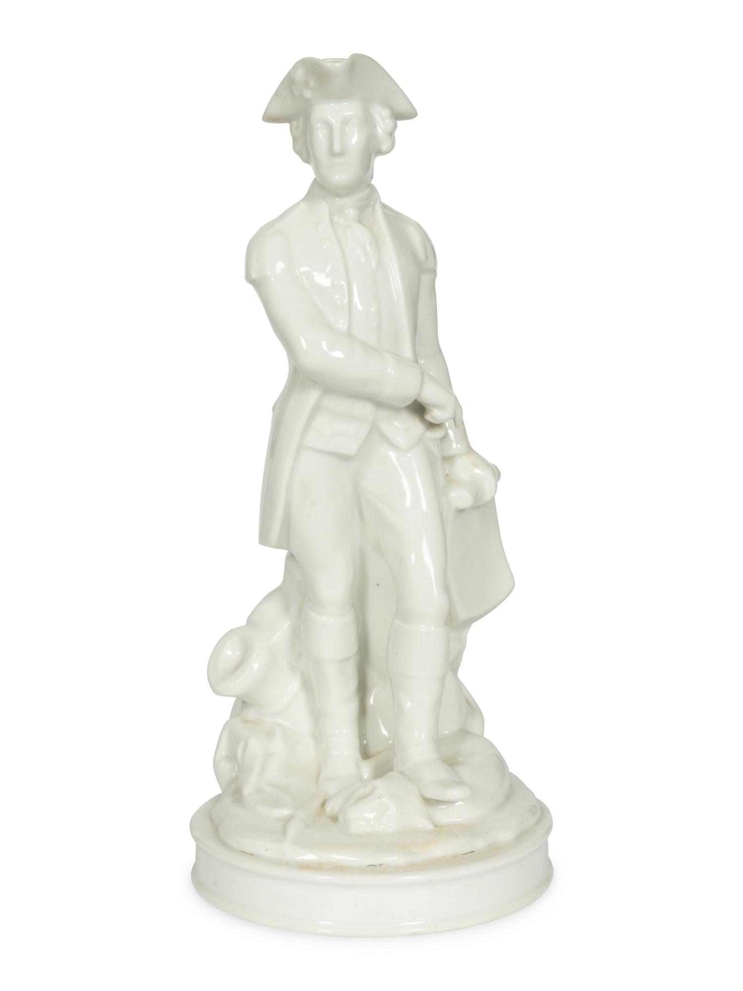 A White-Glazed Porcelain Figural Bottle