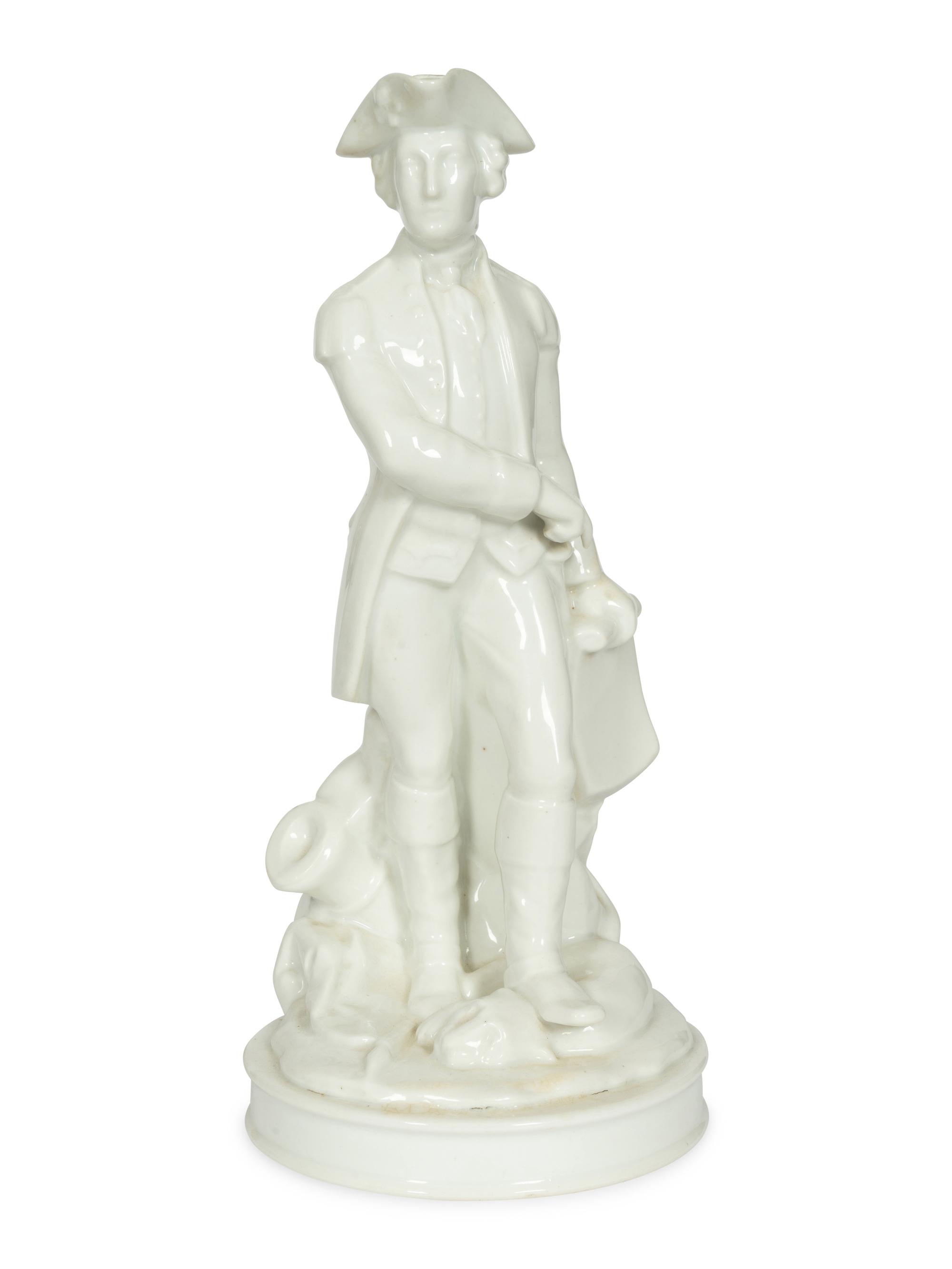 A White-Glazed Porcelain Figural Bottle