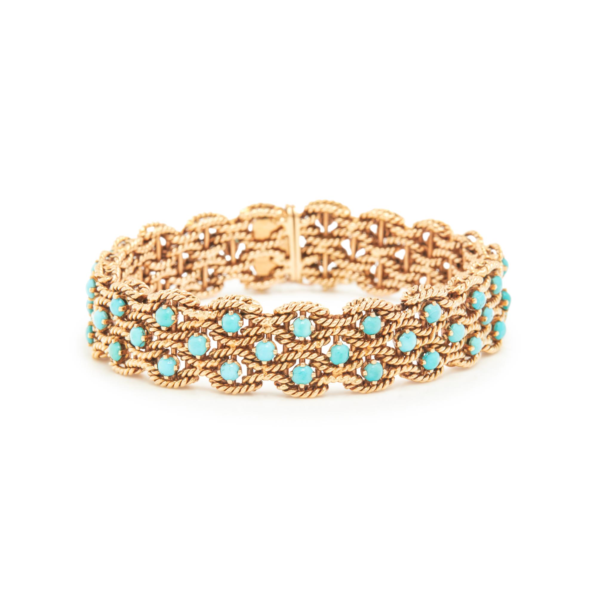 YELLOW GOLD AND TURQUOISE BRACELET