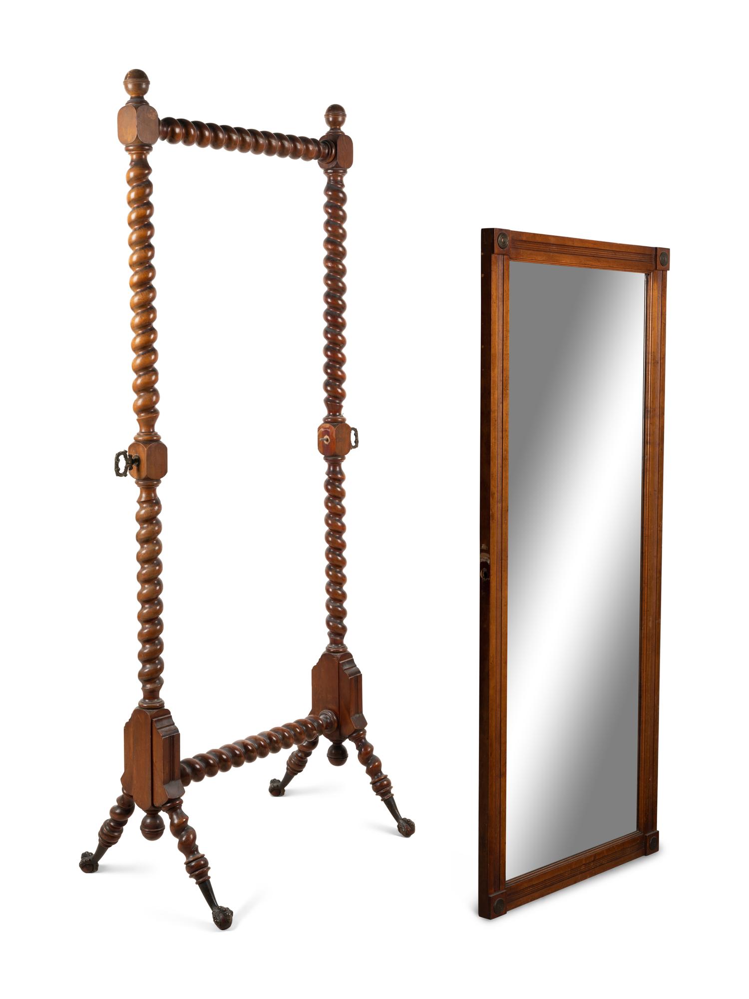 A Louis Philippe Carved Mahogany Cheval Mirror