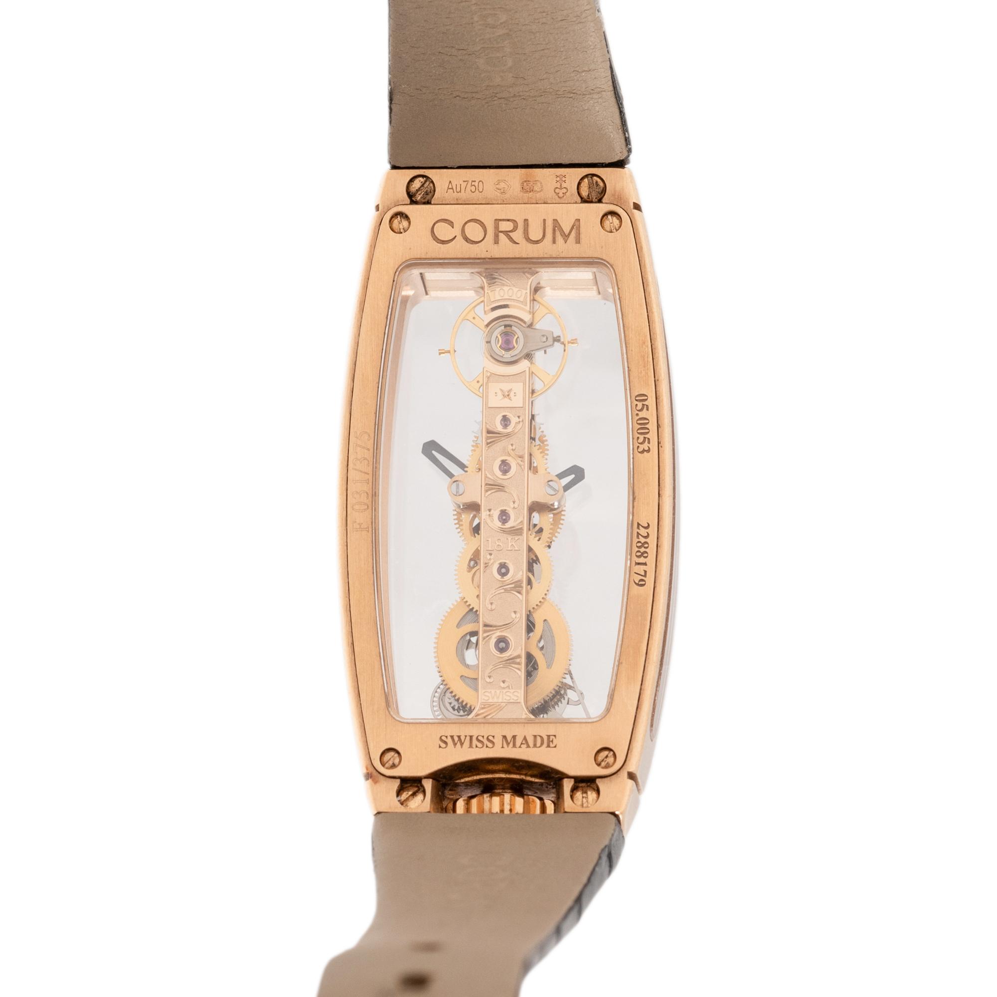 CORUM, ROSE GOLD AND DIAMOND 'MISS GOLDEN BRIDGE' WATCH