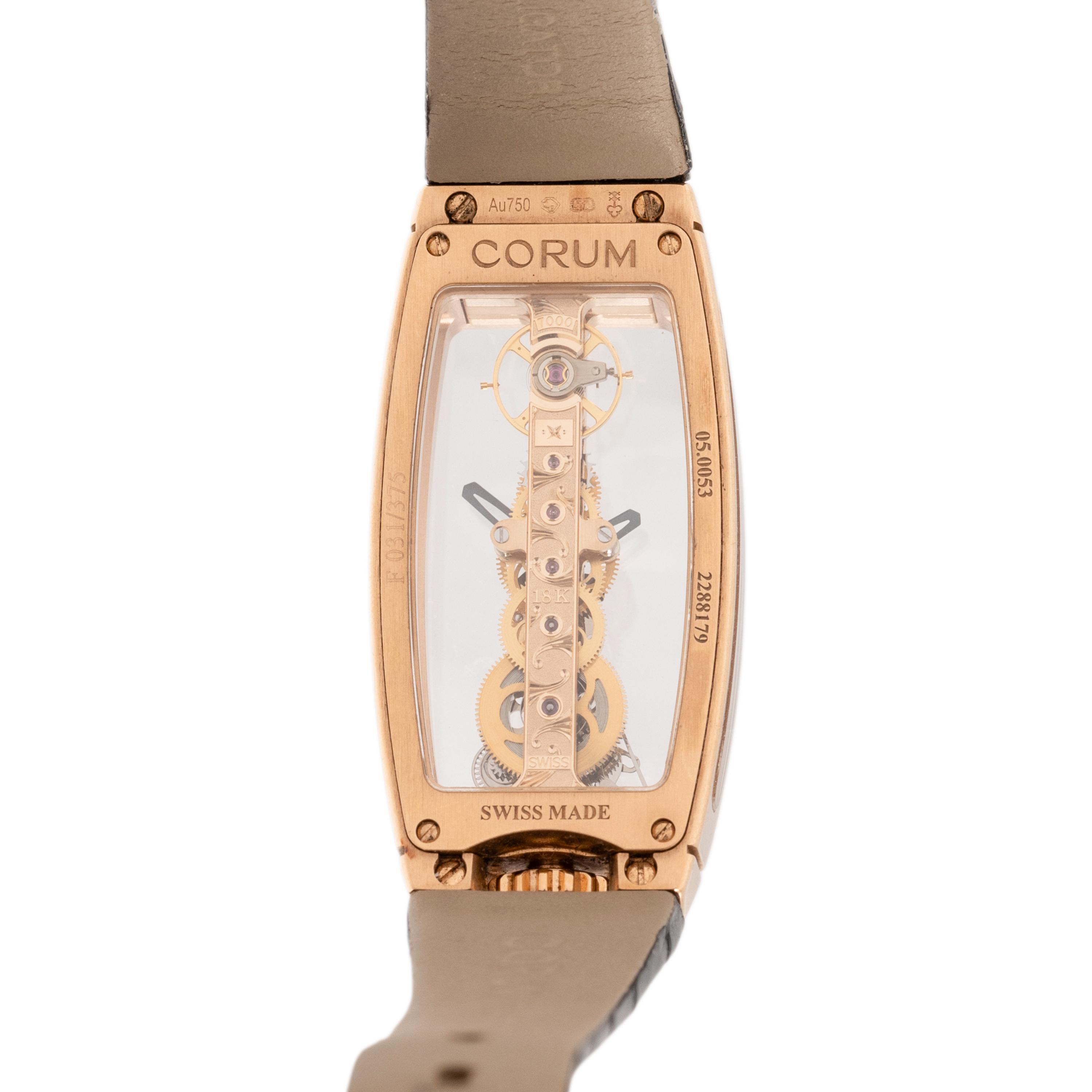 CORUM, ROSE GOLD AND DIAMOND 'MISS GOLDEN BRIDGE' WATCH