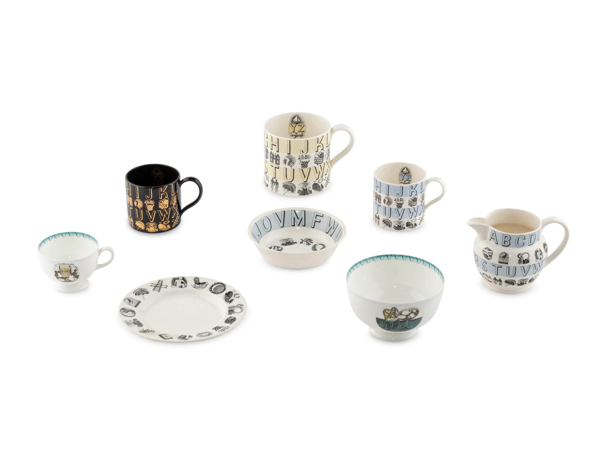 A Group of Eric Ravilious for Wedgwood 'Alphabet' Articles