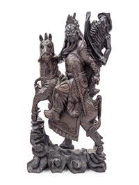 A Chinese Carved Hardwood Guangong Figure
