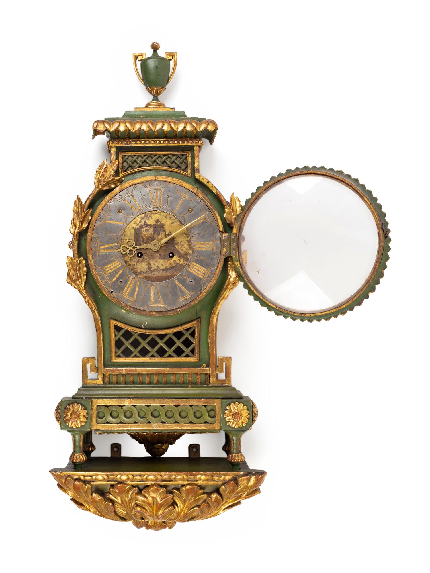 A Swedish Neoclassical Painted Bracket Clock and Bracket — THE CLOCK EARLY 19TH CENTURY