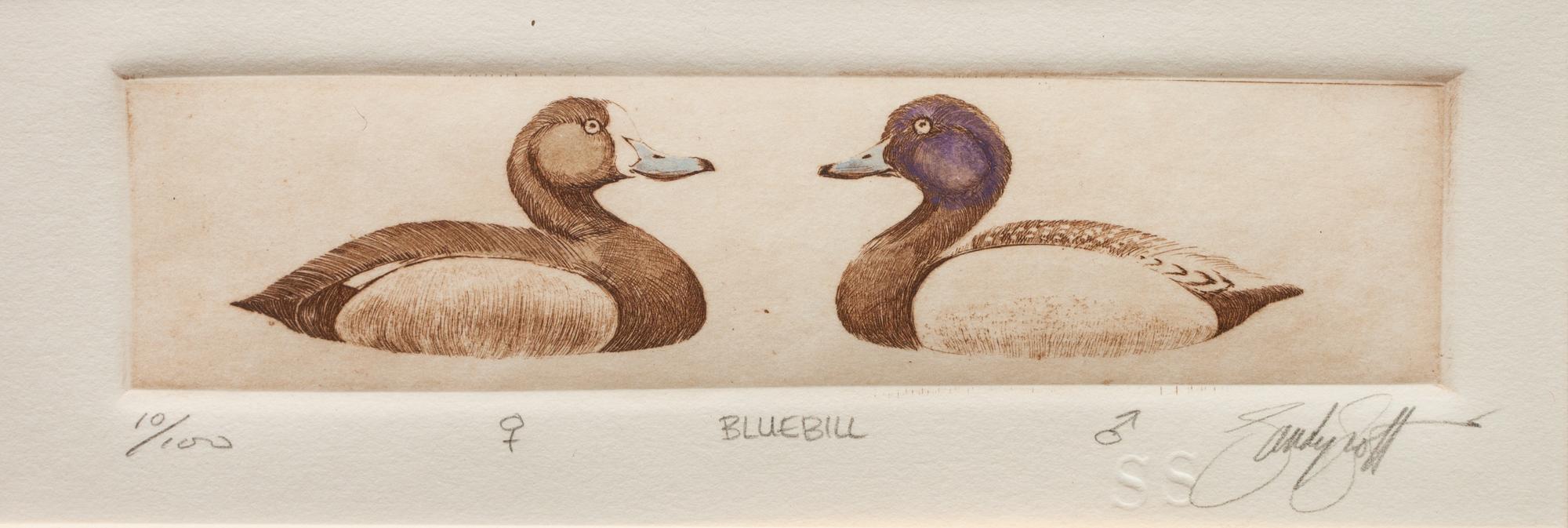 Six Framed Prints, in Four Frames: Green-Winged Teal, Artist's Proof; Goldeneye & Bluebill Decoys, edition 34/100; Black Duck, edition 28/100; together in one frame: Redhead , edition 17/100; Bluebill , edition 10/100; Pintail , Artist's Proof