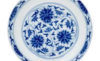 Four Chinese Blue and White Porcelain 'Lotus' Plates