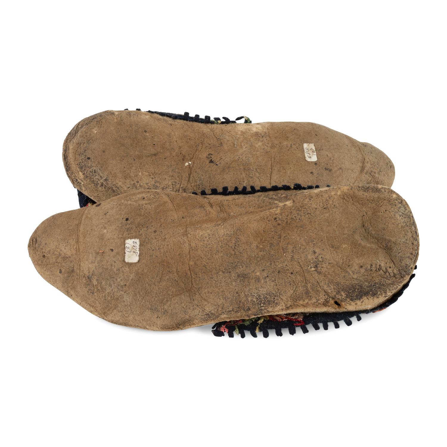 Haudenosaunee Quilled and Embroidered Hide Moccasins