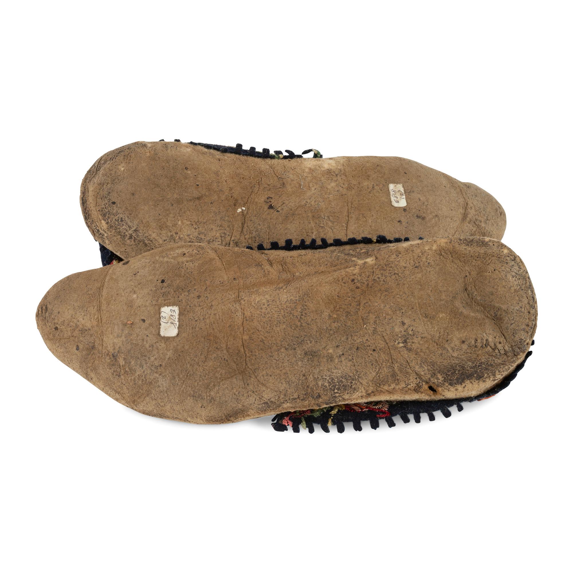 Haudenosaunee Quilled and Embroidered Hide Moccasins