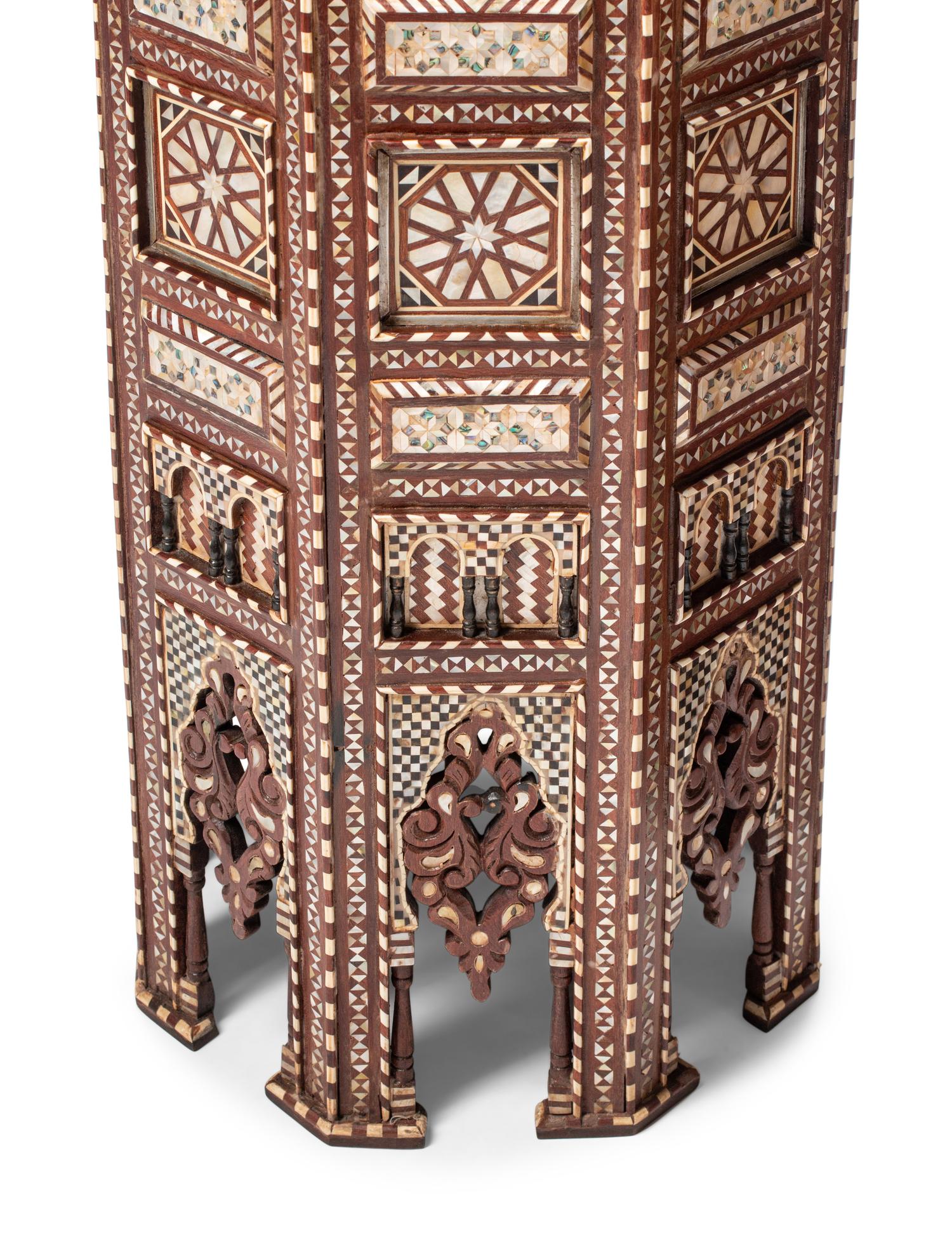A Pair of Levantine Marquetry and Mother-of-Pearl Inlaid Octagonal Side Tables