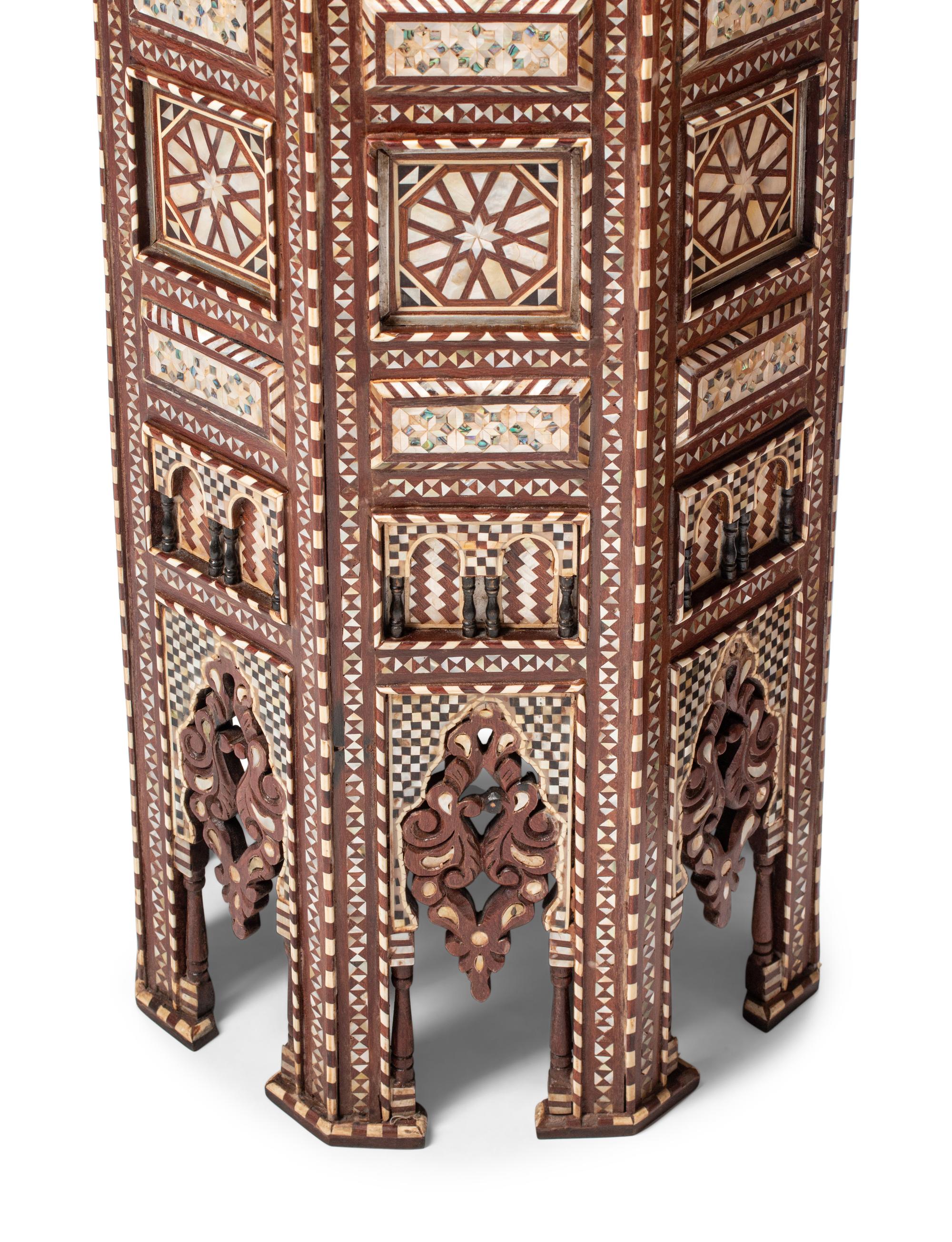 A Pair of Levantine Marquetry and Mother-of-Pearl Inlaid Octagonal Side Tables