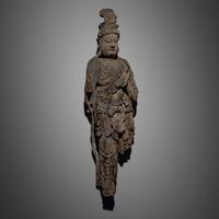 A Chinese Wood Carving of Guanyin Bodhisattva, Yuan Dynasty or Later — 元或以後 木雕觀音像