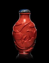 A Chinese Carved Red Coral Snuff Bottle