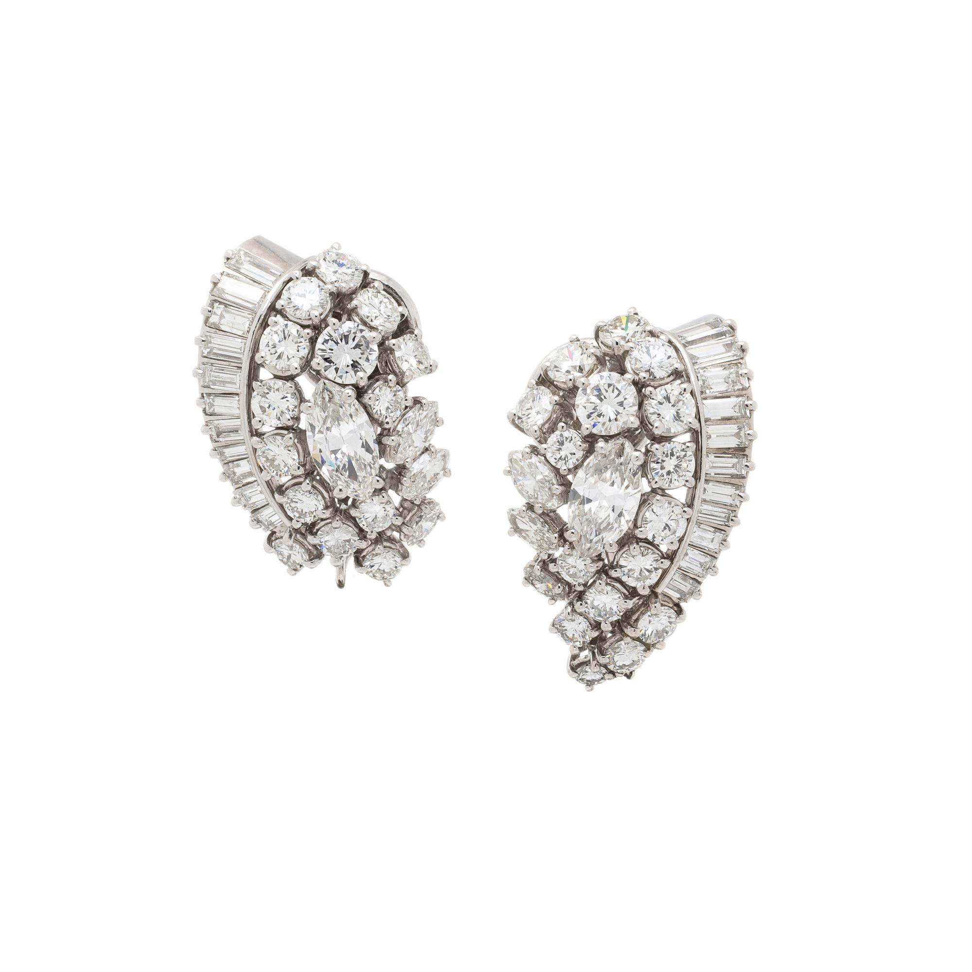 PLATINUM AND DIAMOND PENDANT EARRINGS