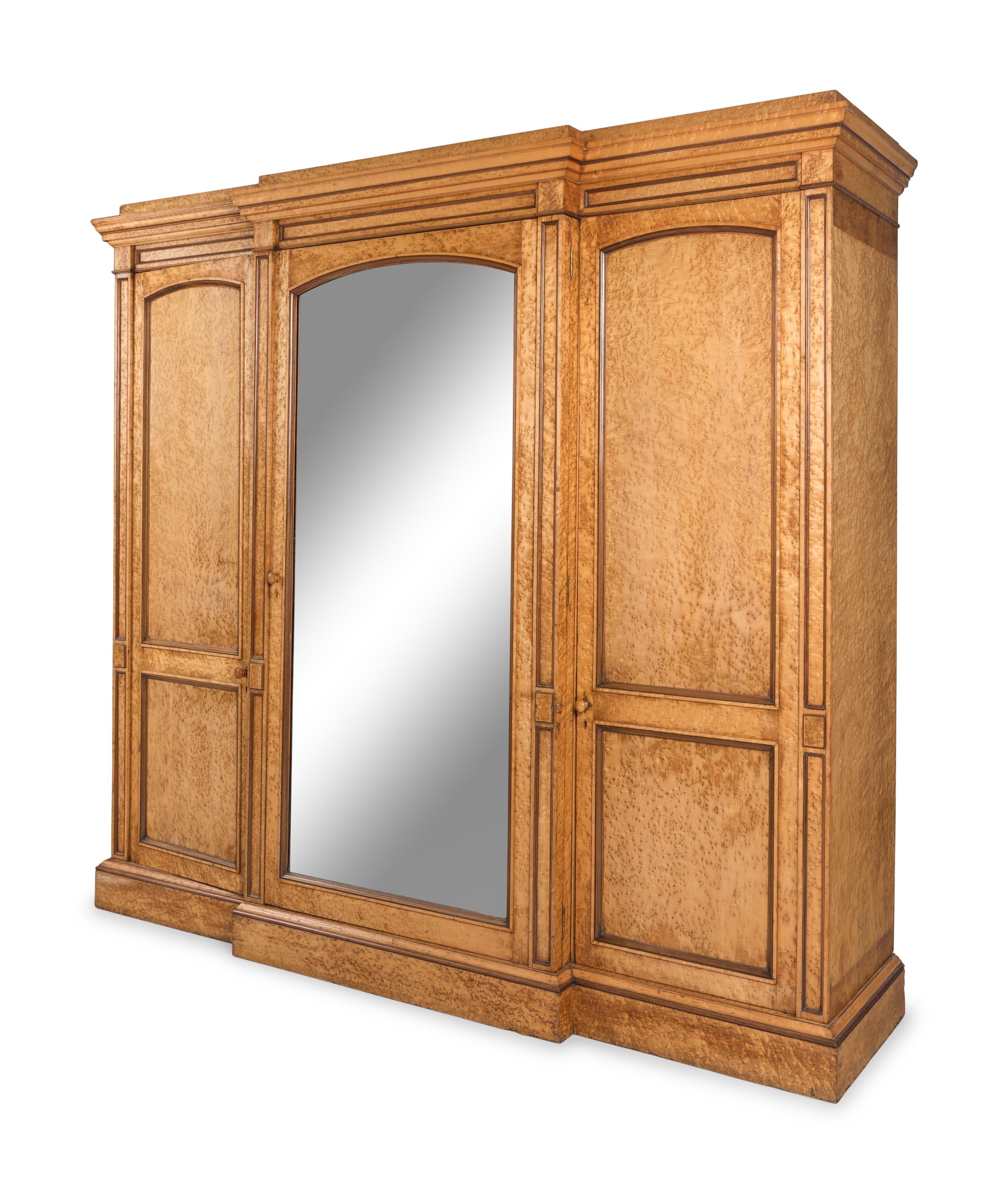 A Large English Bird's Eye Maple Wardrobe