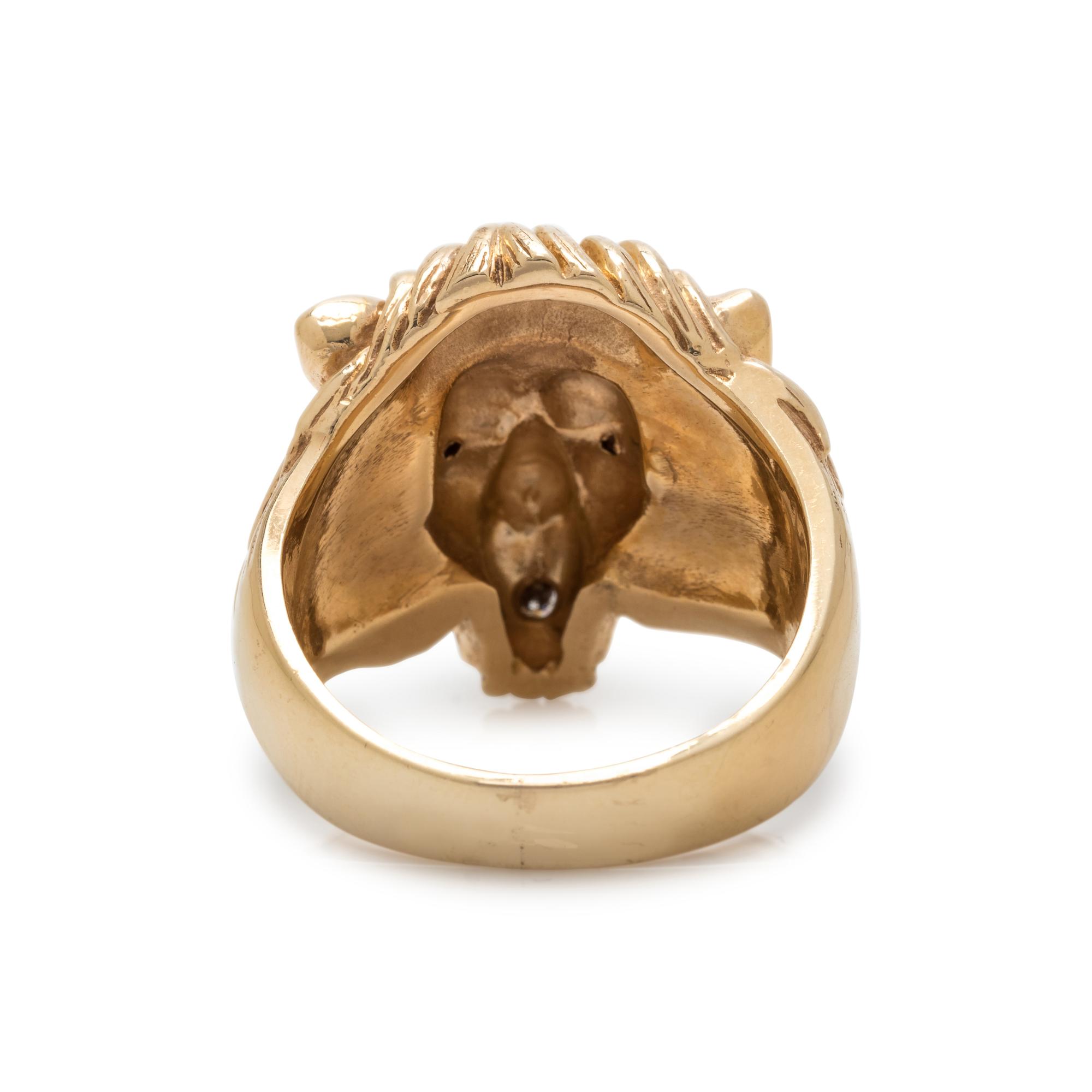 YELLOW GOLD AND DIAMOND LION RING
