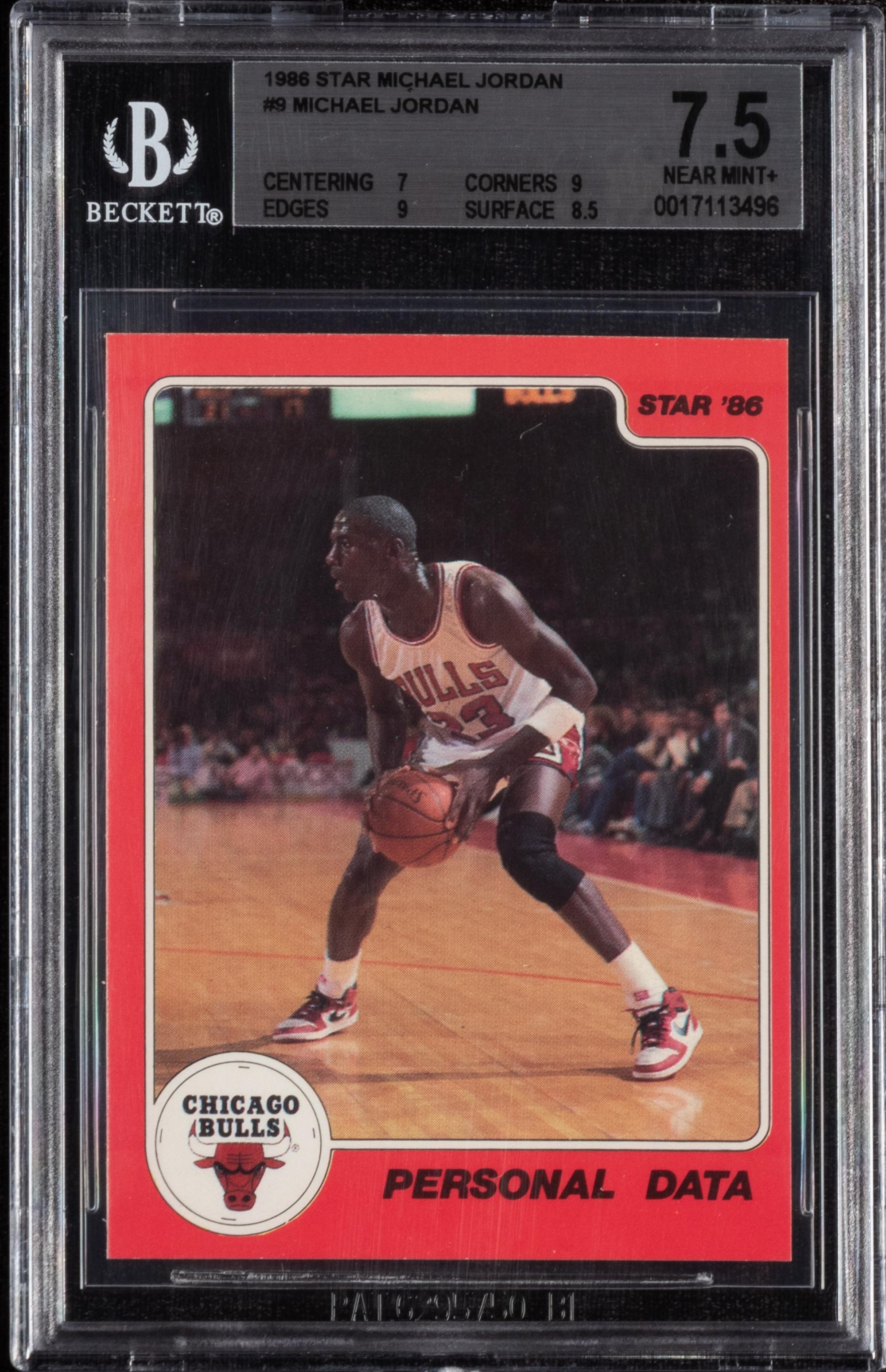 A 1986 Michael Jordan Star Set Personal Data Card No. 9 (BGS 7.5)