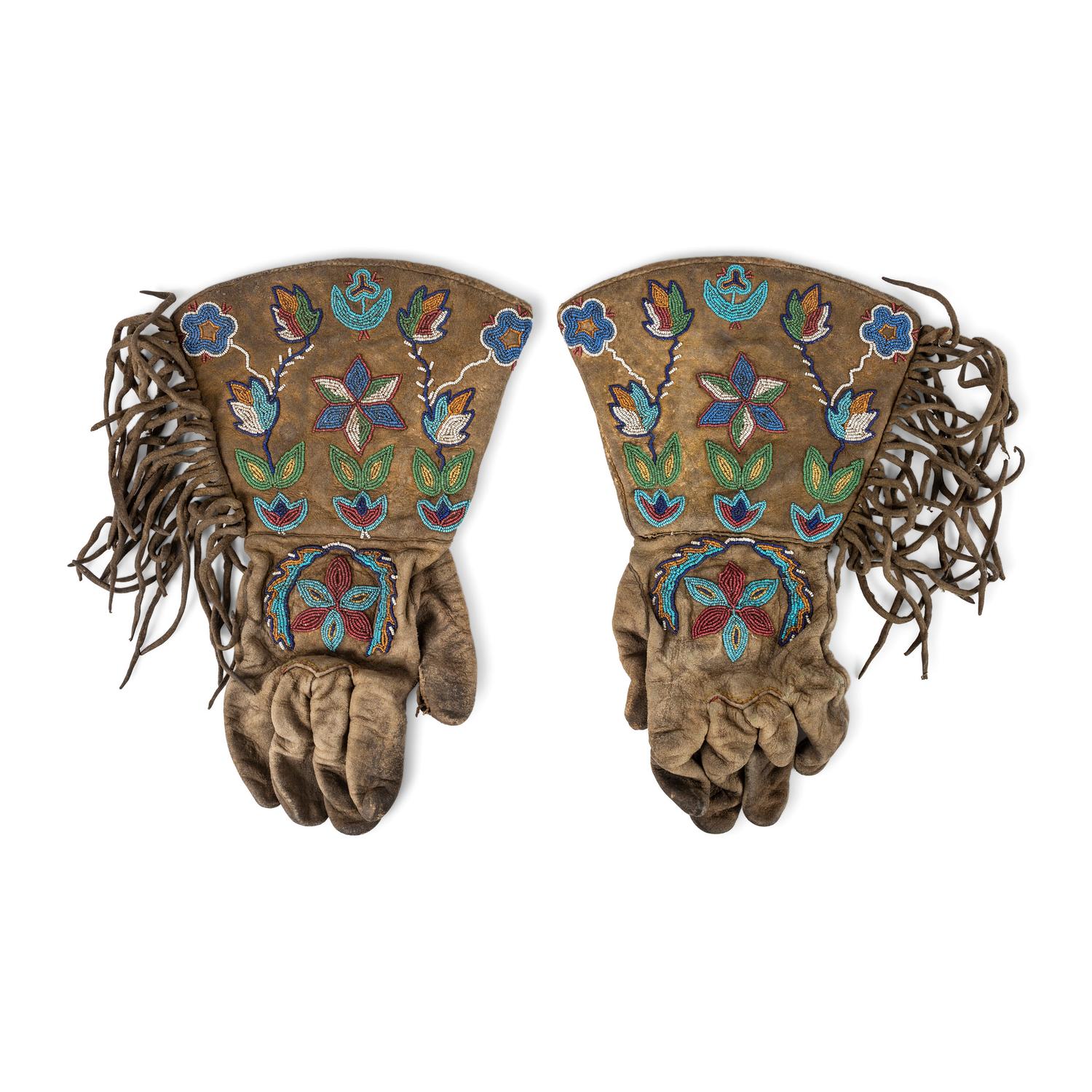 Northern Plains Beaded Hide Gauntlets