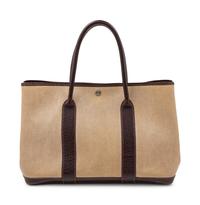 Hermès Beige Toile and Brown Garden Party MM Tote, 2002
