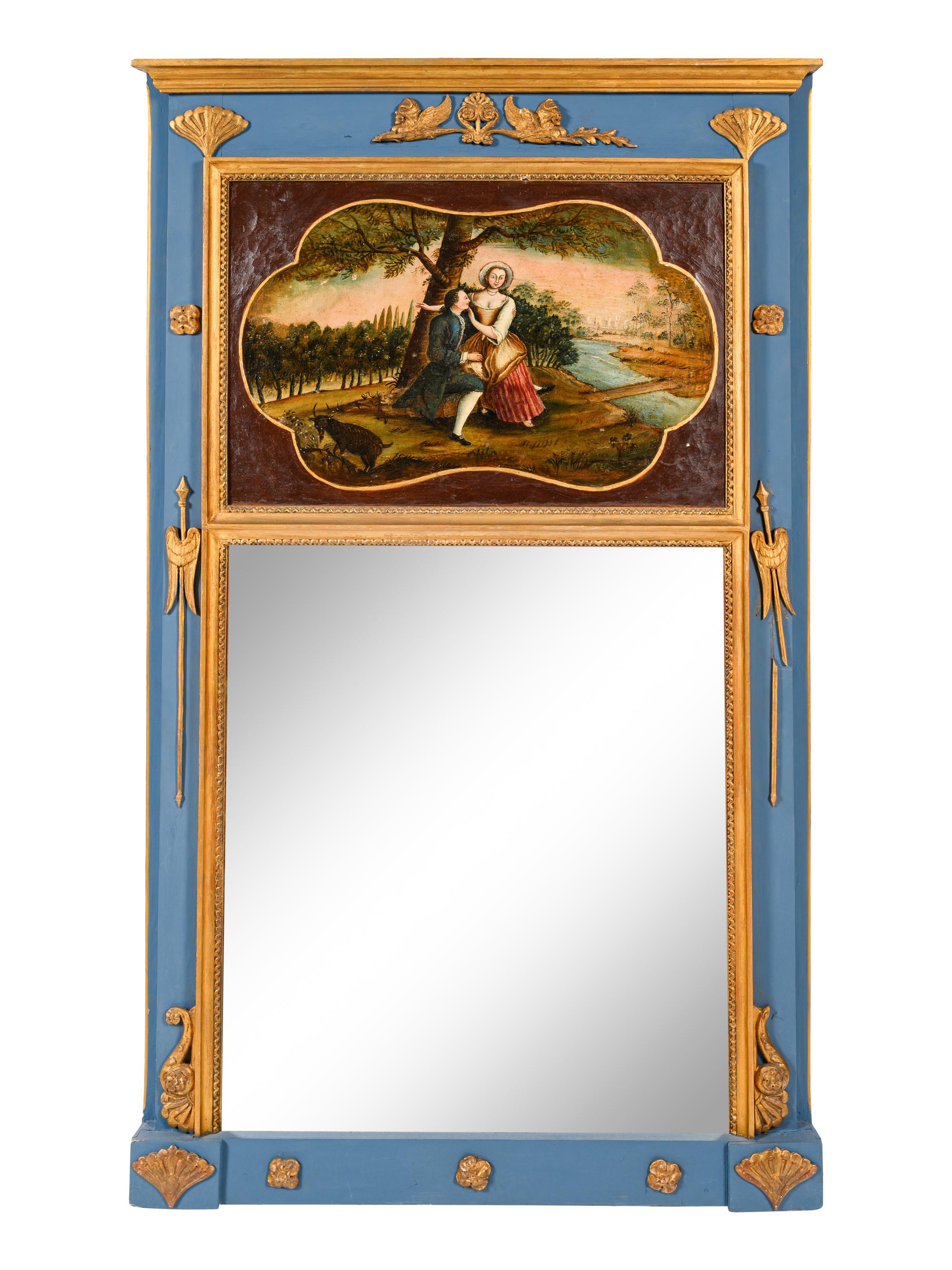 A French Painted Trumeau Mirror
